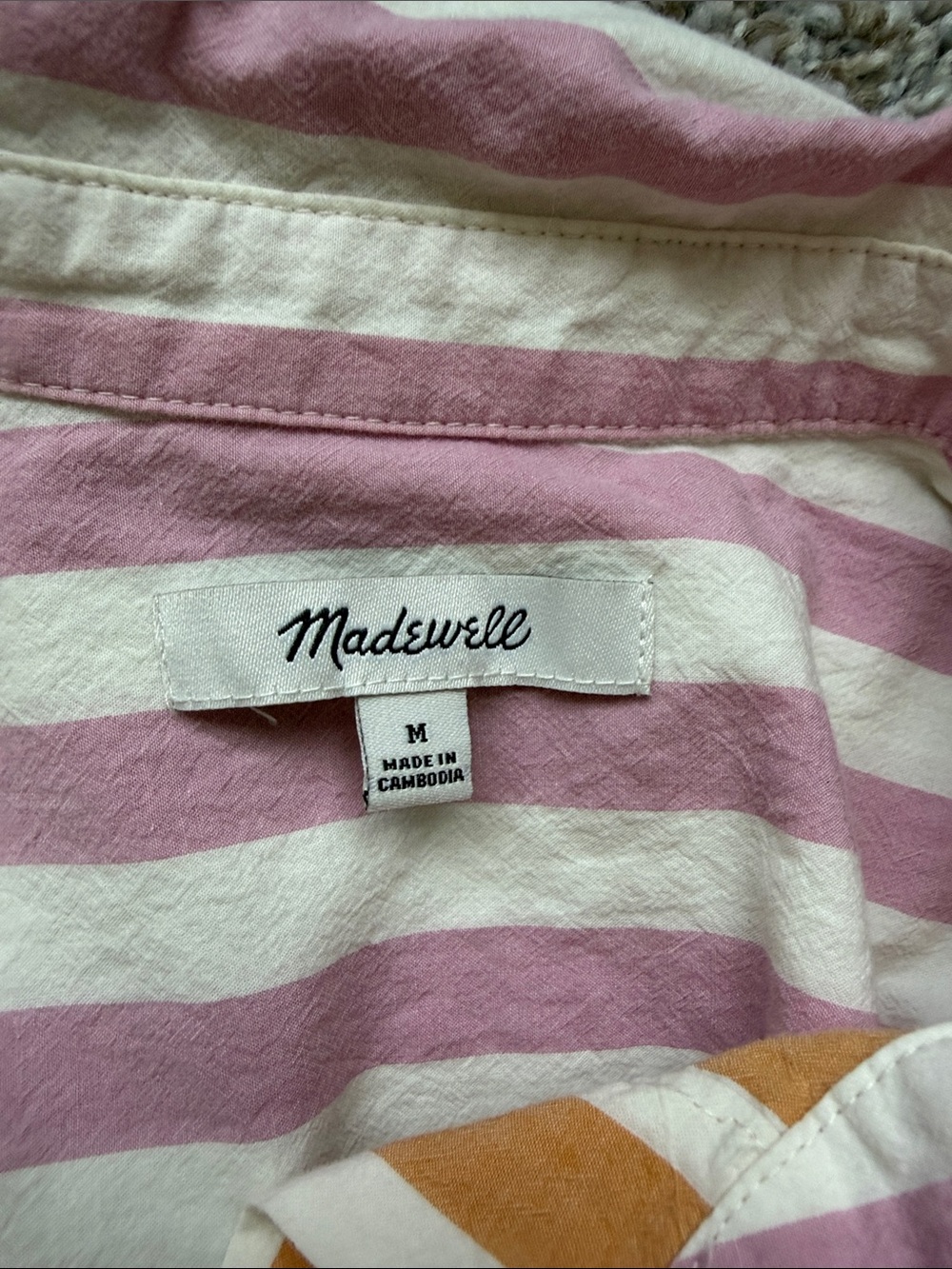 Madewell Striped Button-Down Shirt - orange & cream - Picture 2 of 4